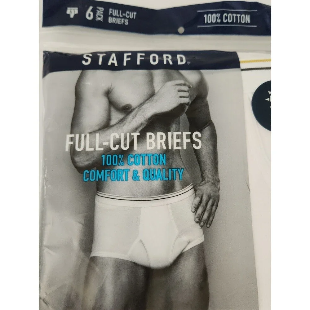 STAFFORD MENS FULL-CUT BRIEFS SIZE 32- 6 PACK PLUS 2 PAIR 8 TOTAL 100% COTTON